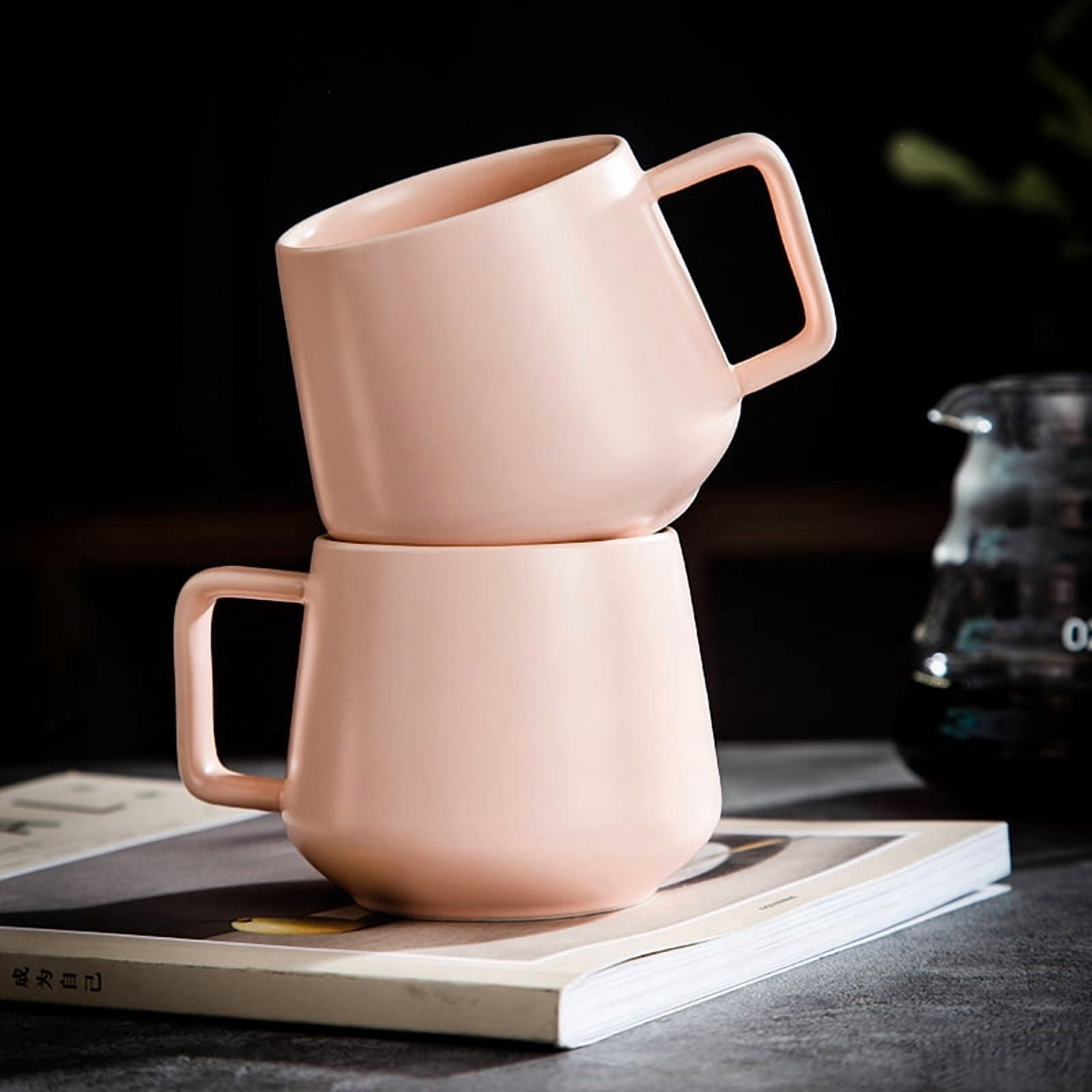 Pink mugs coffee and tea 12 oz set of 4 Durable