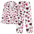 thumbnail image 2 of HaoXianJian 2 Pack Womens Pajama s Long Sleeve with Long Pajama Pant V-neck Soft Sleepwear Heart Printed Pjs Loungewear s Plus Size 2X 3X, 2 of 7