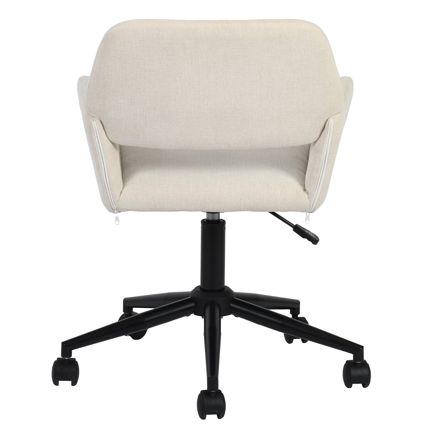 Adjustable Mid-Back Desk Chair, 360° Swivel Rolling Fabric Task Chair, Beige Ergonomic Chair for Home Office Vanity Bedroom Living Room