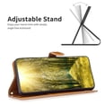 thumbnail image 3 of Feishell Case for iPhone 16 Plus Cloth Texture Premium PU Leather Simple Wallet Case [Credit Card Slots] [Kickstand] [Magnetic Closure] [Wrist Strap] Shockproof Flip Cover,Brown, 3 of 8