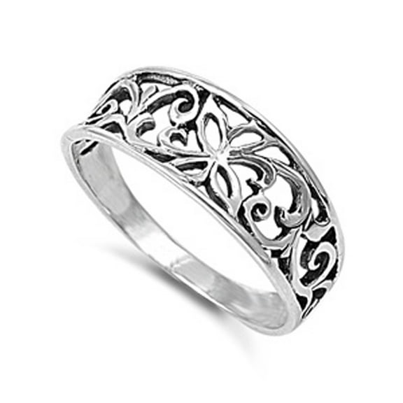 Oxidized Butterfly Filigree Cutout Ring .925 Sterling Silver Band Jewelry Female Male Unisex Size 7