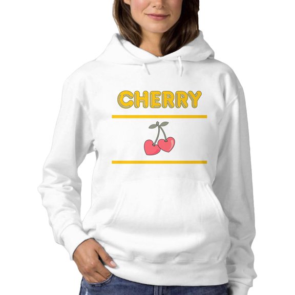 Cherry Hear Shaped Banner Hoodie Women -Image by Shutterstock, Female 3X-Large
