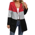 thumbnail image 2 of YUNAFFT Color Block Hooded Casual Jacket with Zipper Detail Long Sleeve Lightweight Outwear for Women, 2 of 6
