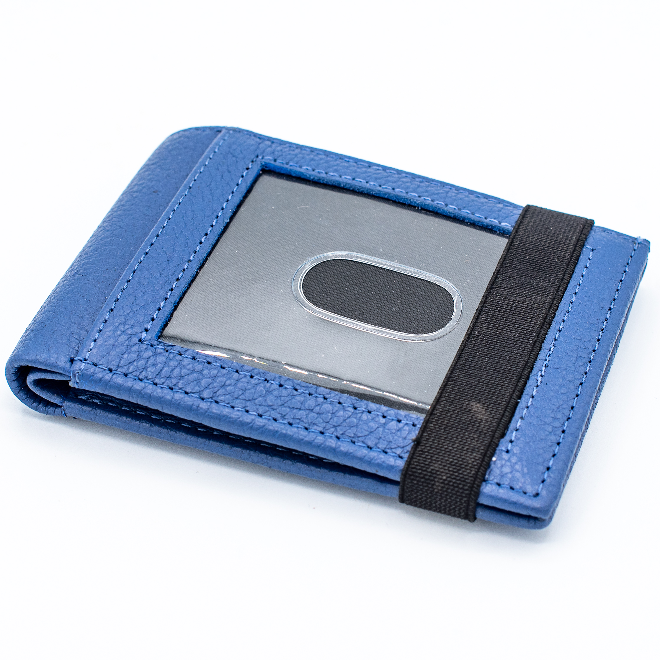 RFID Safe Biker Men's Soft Leather Bifold Chain Wallet with Elastic Card Case Navy - image 4 of 5