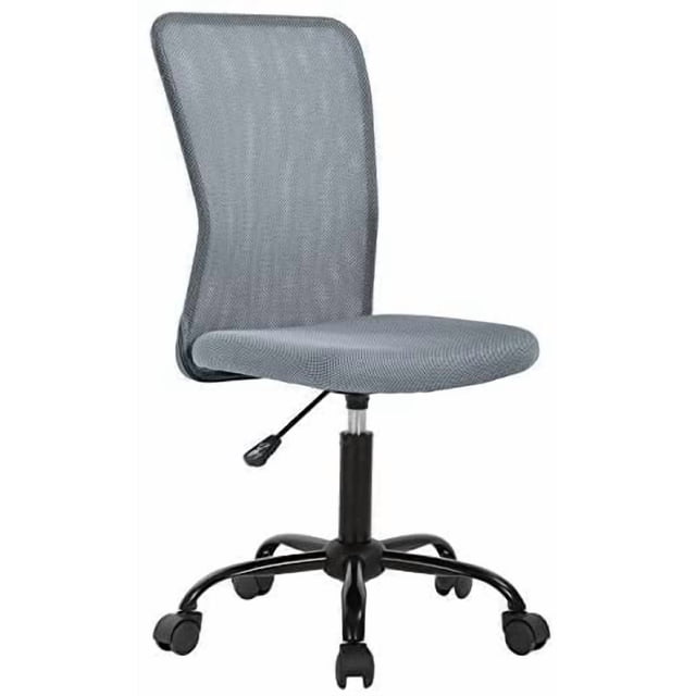 BestOffice Home Office Chair Mid Back Mesh Armless Computer Ergonomic Task Rolling Back Support Adjustable Modern, Lumbar Support, Grey