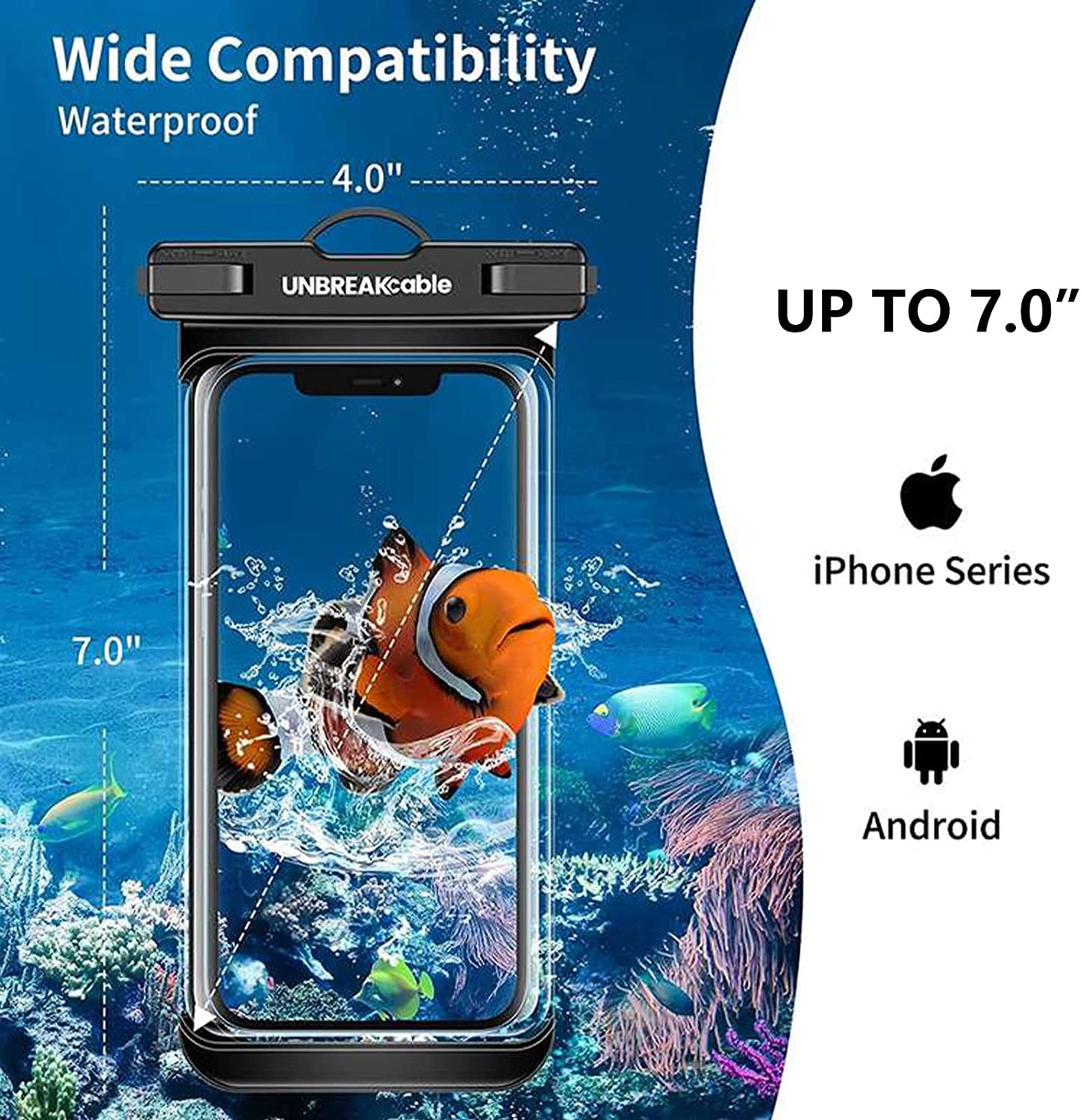 Waterproof Phone Pouch-2 Pack IPX8 Case for iPhone 16 15 14 13 12 11 Pro Max & Samsung S25 S24 S23-Dry Bag Travel Essentials Beach, Pool, Kayak Cruise-7" Black