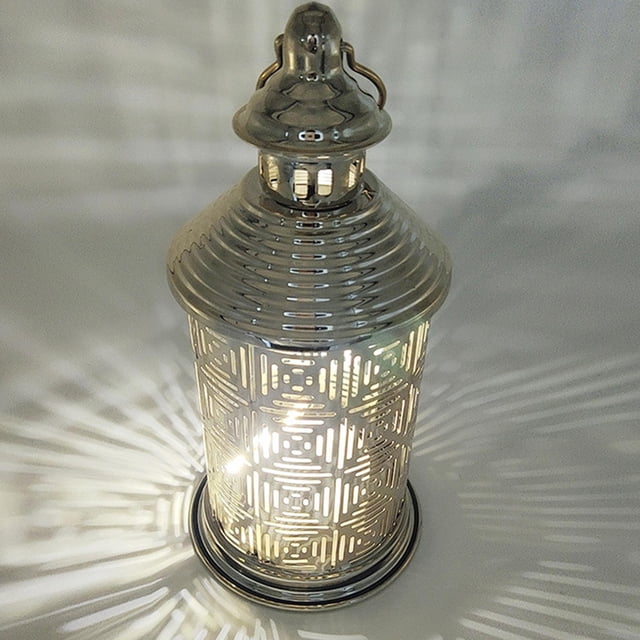 Linterna marroquí de hierro ligero con pilas, luz de , lámpara LED decorativa hueca para bodas, sala de , , hogar, , centro de 26x12.5cm Soledad Luz de linterna