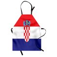 thumbnail image 1 of Croatia Apron, Simplistic Design Illustration of National Country Flag Zagreb Print, Unisex Kitchen Bib with Adjustable Neck for Cooking Gardening, Adult Size, Vermilion Indigo White, by Ambesonne, 1 of 4