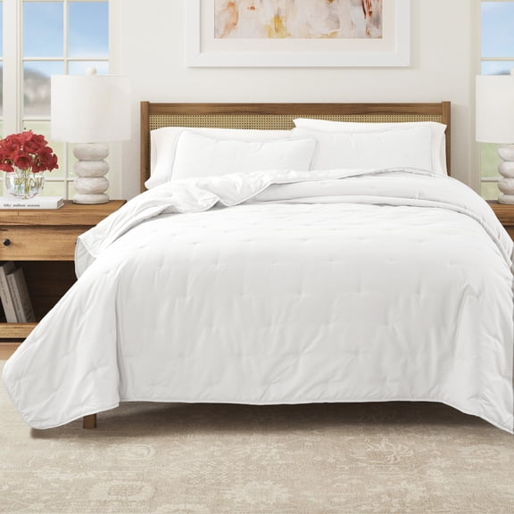 Solid Quilt Set - Lightweight, Soft, All-Season - 2-Piece Reversible Dot Stitched Bedding Set (Twin / Twin XL, White)