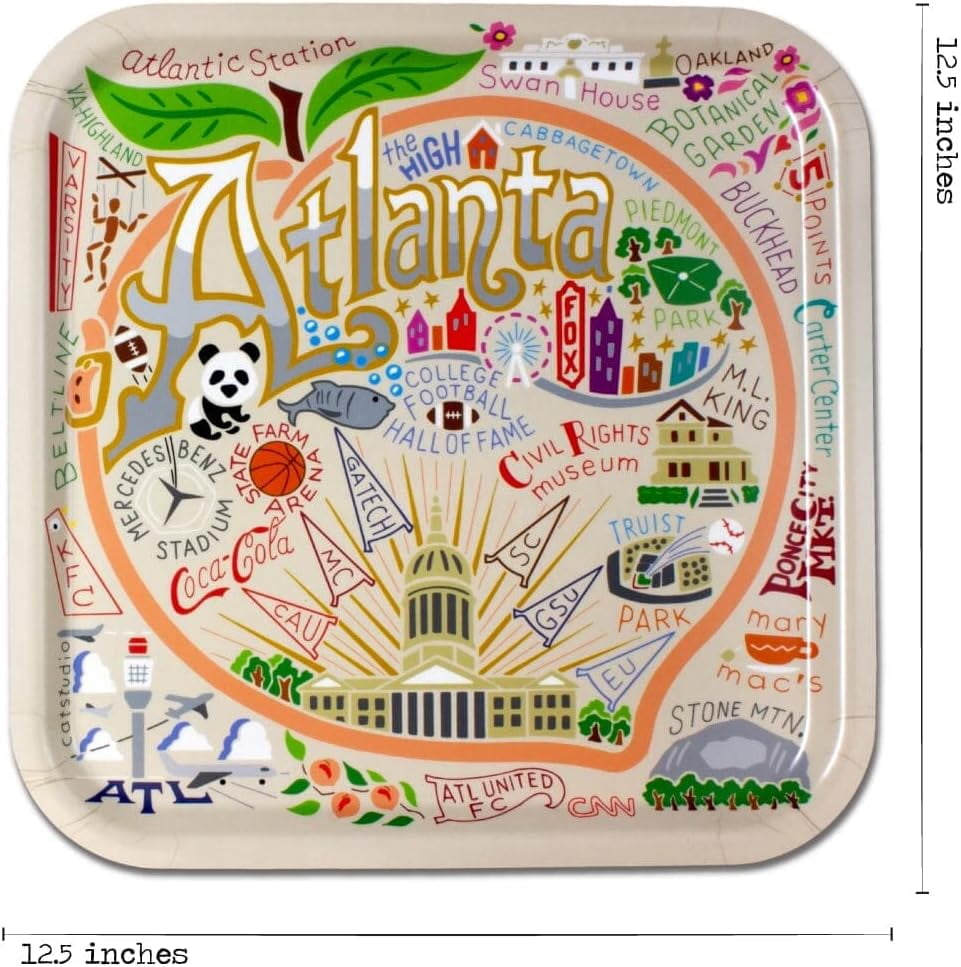 Catstudio Washington DC Birchwood Serving Tray - 12.5x12.5 Inch Dishwasher Safe Decorative Tray