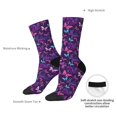 thumbnail image 6 of Honeii Bright Purple Butterflies Print Adult Socks,Crew Socks,Casual Calf Socks,Daily Wear Socks for Men & Women, Perfect for Sports, Casual and Everyday Use, 6 of 6