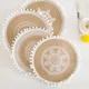 thumbnail image 4 of Mantel individual redondo bohemio de 38 cm con flecos de yute tejido y borlas para comedor INS Hot Table Decors, 4 of 6