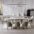 thumbnail image 4 of siu want 8-Person Extendable 63'' to 94.5''  Dining Set,Rectangular Sintered Stone Top, Stainless Steel Legs (1 Table 8 White Polo Chairs), 4 of 9