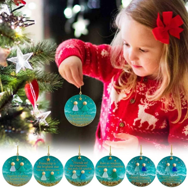 Adornos Navideños de Cristal Marino de La Amistad | Regalos Ideales para Estas Fiestas | Materiales Duraderos | Decoración Versátil para El Hogar | Un Detalle Navideño Original | Juego de 1