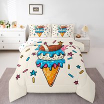 Castle Fairy Kids Ice Cream Popsicle Full Size Comforter Sets,Funny Fast Food Bedding Sets