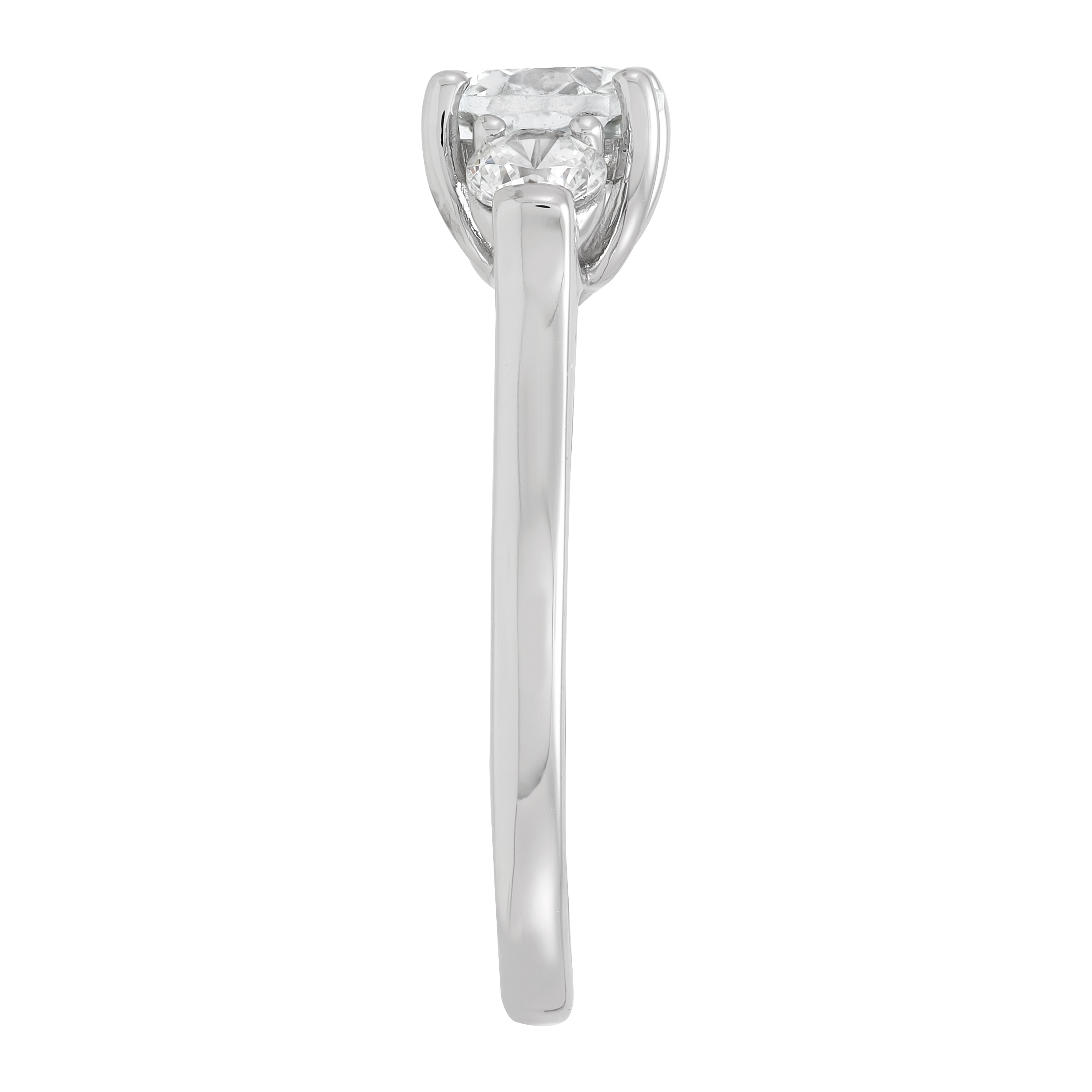 Brilliance Fine Jewelry Oval White Topaz and White Cubic Zirconia Ring in Sterling Silver