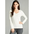 thumbnail image 3 of Emmalise Women's Casual Basic V-Neck Tshirt Long Sleeves Tee Top - Junior and Plus Sizes, 3 of 4