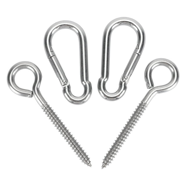 1 Ensemble 4 Pcs Crochets de Balançoire Crochets à Ressort pour Chaise Kit de Fixation pour Intérieur Extérieur 8x115mm