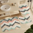 thumbnail image 6 of 4 Piece Decor Shower Curtains Sets Bath Mat U-Shaped Floor Mat Toilet Lid Oval Rug Chevron in Coral Mint Green Gray Geometric Modern Waterproof Bath Curtain Peach Green Grey Chevron Pattern, 6 of 8