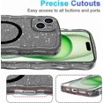 thumbnail image 2 of Étui pour iPhone 15 Plus, Compatible avec MagSafe, Cadre Ondulé Transparent Magnétique avec Paillettes Scintillantes, Acrylique Dur Transparent pour iPhone 15 Plus, Noir Pailleté Clair, 2 of 4