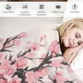 thumbnail image 3 of COMIO Exquisite Gifts Floral Spring Sakura Cherry Blossom Butterflies in Traditional Japanese Flower Flannel Blanket White, 3 of 6