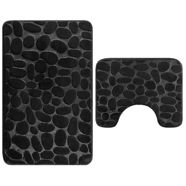Juego de 2 Alfombrillas de Baño Antideslizantes Alfombras de Baño de Espuma Viscoelástica Transpirables Agradablemente Suaves con Agua