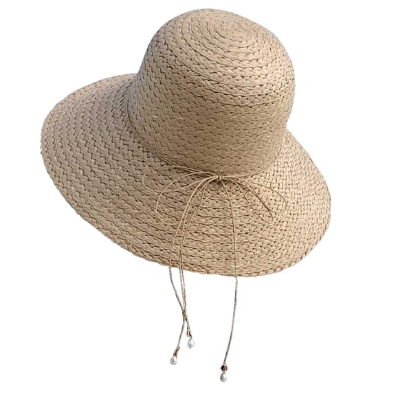 Women Raffia Straw Bucket Hat Handwoven Wide Brim Sun Hat Natural Foldable Beach Hat Summer Travel Hat Breathable Packable Fashion Straw Hat 2026, Khaki