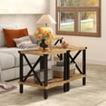 thumbnail image 6 of Large End Table Farmhouse Side Table Industrial Style Sofa Table Coffee Table Metal X Accent Wood End Table NightStand with Storage Shelf for Living Room Bedroom MLBZ16R, 6 of 8