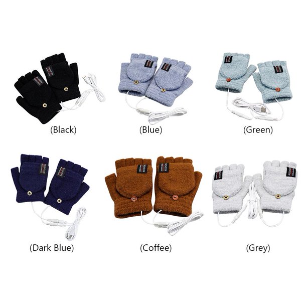 Guantes eléctricos USB Cómodos mitones portátiles con calefacción para el hogar (café)