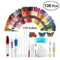 thumbnail image 1 of 136 Pcs Embroidery Pen Punch Needle Embroidery Patterns Punch Needle Kit Craft Tool Embroidery Pen Set with Threads, 1 of 8