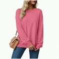 thumbnail image 3 of Towmus Sweatshirts for women Crewneck Womens Long Sleeve Tops Solid Oversized Pullover Sweatshirt for Women, 3 of 5