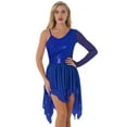 thumbnail image 4 of YiZYiF Womens High Low Lyrical Ballet Dance Leotard Dress for Stage Performance Blue-a XL, 4 of 6