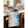 thumbnail image 4 of Marine Life Table Runner, Starfish Shell Coral Gradient Blue Brown Ocean Cotton Linen Kitchen Table Decoration Washable Dining Tabletop Runners for Home Party Decor 18x72 Inches, 4 of 9
