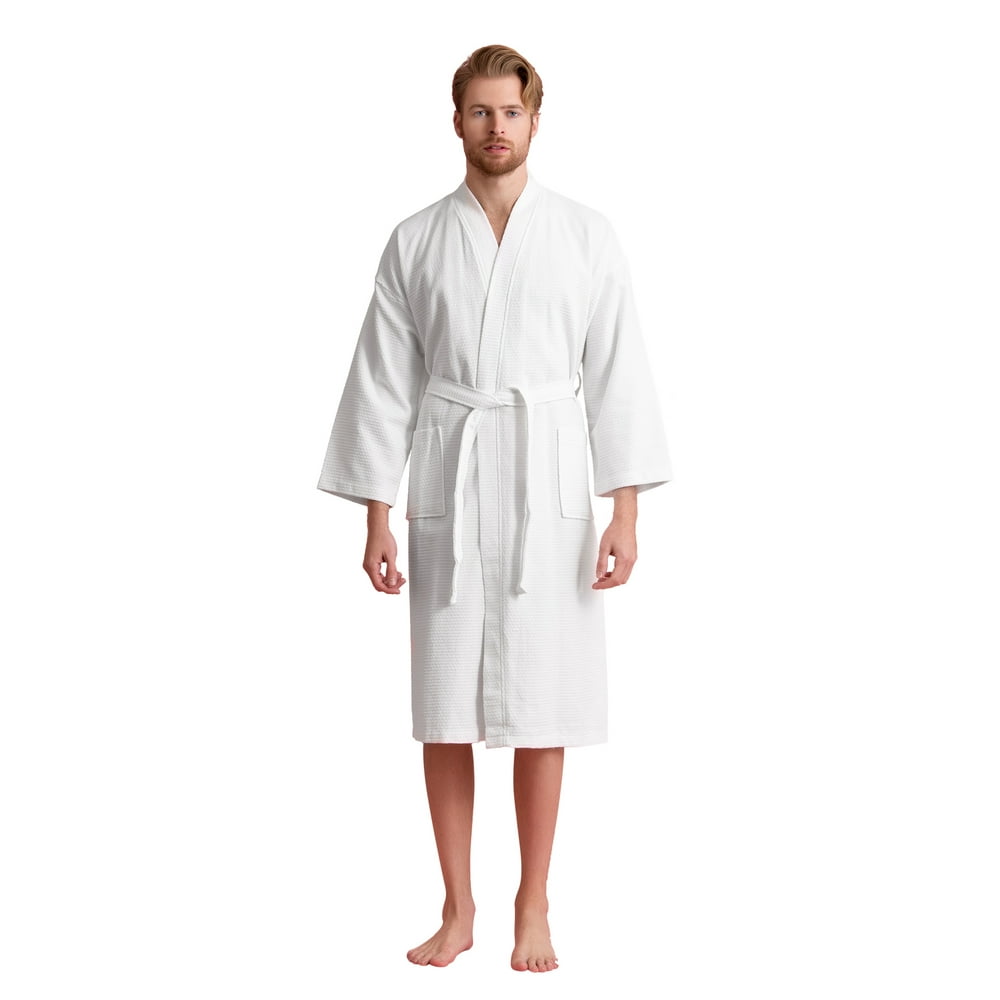 Towelnrobe Men's Waffle Spa Bathrobe with 100 Premium Cotton. Long