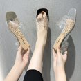 thumbnail image 2 of Moda 2023, zapatillas transparentes con diamantes de imitación para mujer, zapatos sexis de tacón alto con punta cuadrada para mujer, sandalias poco profundas, zapatillas para mujer 35 Gao Jinjia LED, 2 of 2