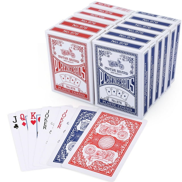 LotFancy Cartes à Jouer, Taille Standard Index Poker, 12 Paquets de Cartes (6 Bleus et 6 Rouges), pour Blackjack, Jeu de Cartes Eucre, Canasta, Qualité Casino