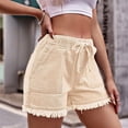 thumbnail image 5 of ZRBYWB Women's Shorts Women Elastic Waist Drawstring Casual High Waist Rugged Denim Shorts Women's Fashion Outdoor Summer Shorts, 5 of 7