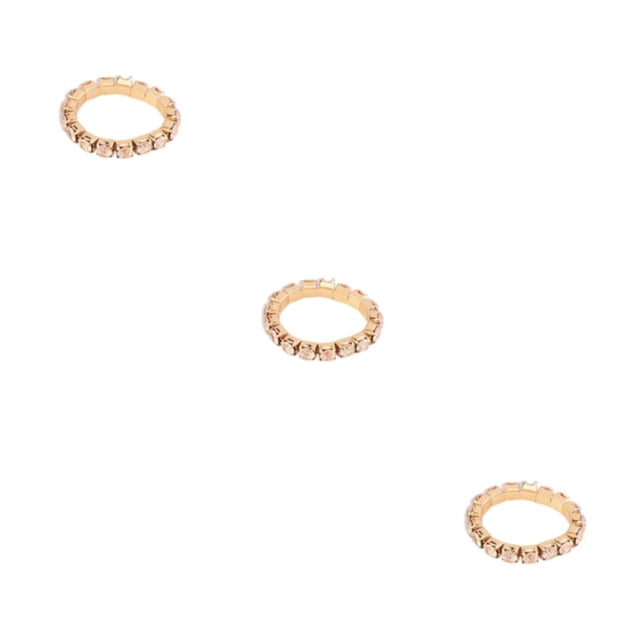 maskred Alluring Elastic Ring Exquisite Crystal Inlays For Mesmerizing Shine Alloy Is golden 1 row 3Set
