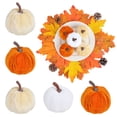 thumbnail image 2 of 5 Pcs Velvet Fake Pumpkins Fall Decor,Faux Small Pumpkin,Small Decorative Fabric Rustic Pumpkins,Fall Artificial Velvet Pumpkins,Small Realistic Vegetable Ornament,Halloween Decorations,Beige&Orange, 2 of 6
