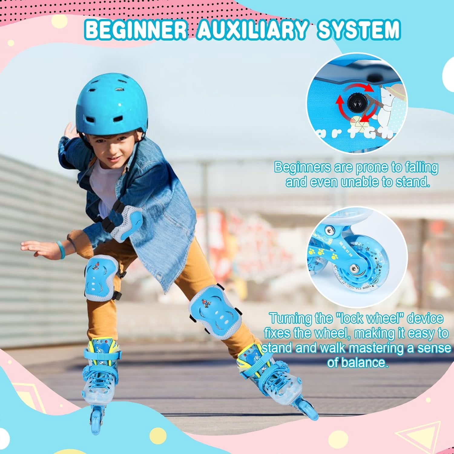 Inline Skates, Adjustable Children Inline Skates with Light up Wheels for Kids, Girls, Boys, Teens, Beginner & Advance | with Protective Gears and Carry Bag