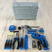 Apollo Tools Compact 81 Piece Tool Set with 3.6V Li-Ion Rechargeable USB Cordless Screwdriver - DT2020 Blue/Gray