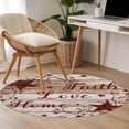 thumbnail image 4 of Round Area Rug 3 Ft, Vintage Farmhouse Washable Non-Slip Circle Carpet for Living Room/Bedroom, Brown Country Star Berries Wooden Grain Low-Profile Small Floor Mats Collection Rugs for Indoor, 4 of 8