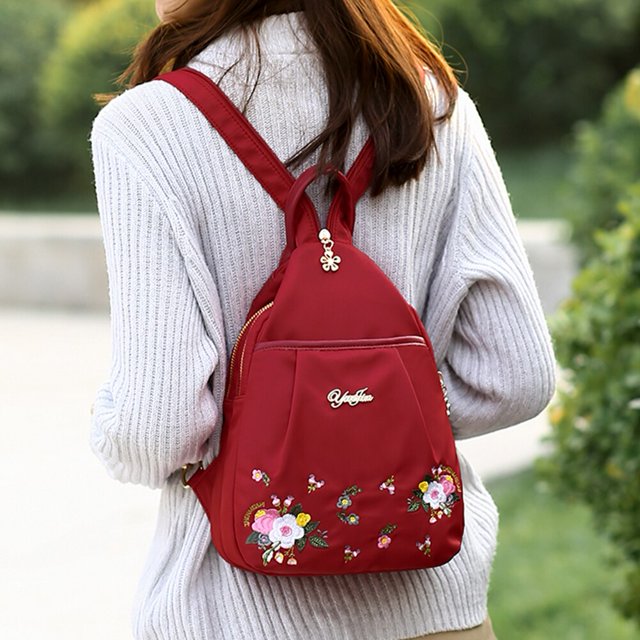 Bolso de pecho bordado a la moda para mujer, Mini mochila cruzada con múltiples bolsillos, mochila de viaje impermeable Fivean unisex