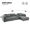 thumbnail image 3 of Harper & Bright Designs L-Shaped Modular Sectional Sofa with Storage Console & Ottoman, 4 Seats Chenille Reversible Couch with USB Charger for Living Room/Apartment, 124'' Gray, 3 of 21