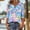 #03-Light Blue, variant on Womens Blouses Dressy Casual Business Tops 3/4 Sleeve Polyester and Spandex V Neck Work Office Shirts