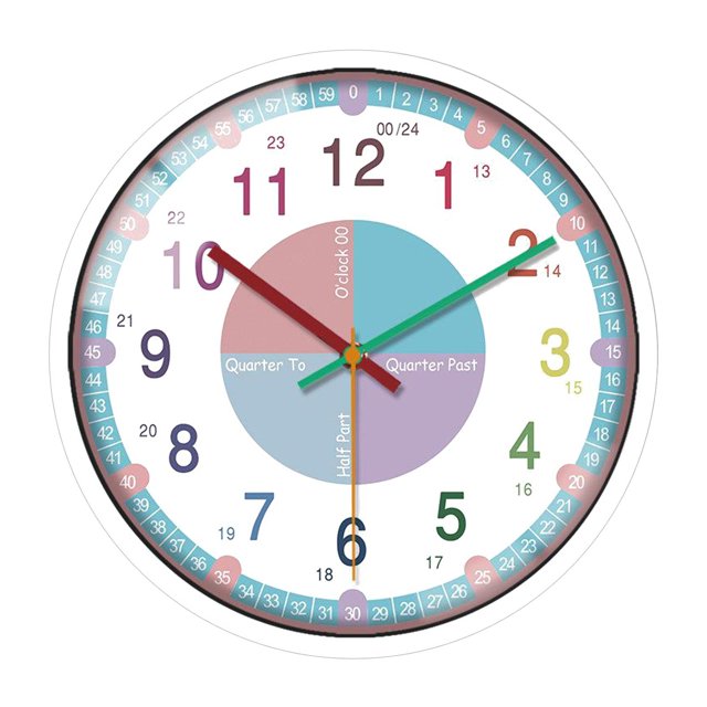 Reloj de Pared Colorido para Niños Pulgada Silencioso, Sin Tictac, de , Funciona con , Reloj de Pared, de Leer, Números rosado Baoblaze reloj de pared del dormitorio de los niños