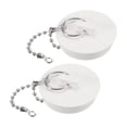 thumbnail image 1 of Uxcell 2Pcs Tapón de Drenaje de Goma con Cadena y Anillo Colgante, Tapón de Drenaje para Bañera Se Adapta a 1 3/4 pulgadas, Tapón de Drenaje de Goma para Bañera, Cocina y Baño, Blanco, 1 of 6
