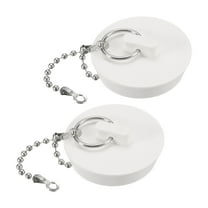 Uxcell 2Pcs Rubber Drain Stopper with Chain and Hanging Ring, Bathtub Drain Plug Fits 1 3/4 inch, Rubber Sink Stopper Drain Plug for Bathtub, Kitchen and Bathroom, White