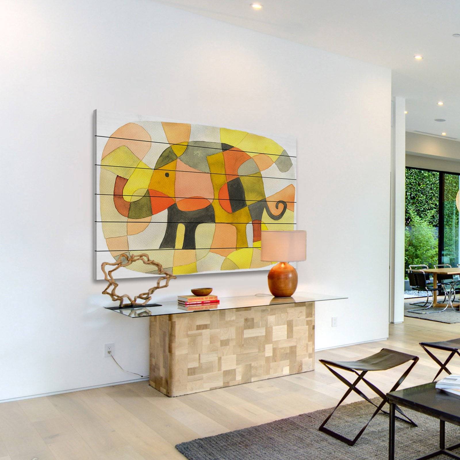 Marmont Hill "Elephant Colors" by Yolanta Gawlik Painting Print on White Wood