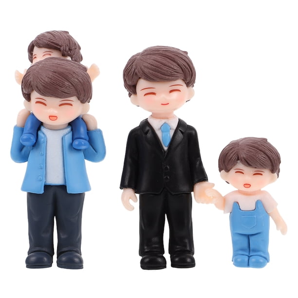 Figura de resina de padre e hijo, 3 piezas, micropaisaje creativo, decoración para el Día del Padre, adorno en miniatura, adorno de escritorio